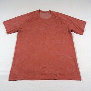 Lululemon Shirt Mens Pink Metal Vent Tech Camo Short Sleeve Stretch Run Sz L